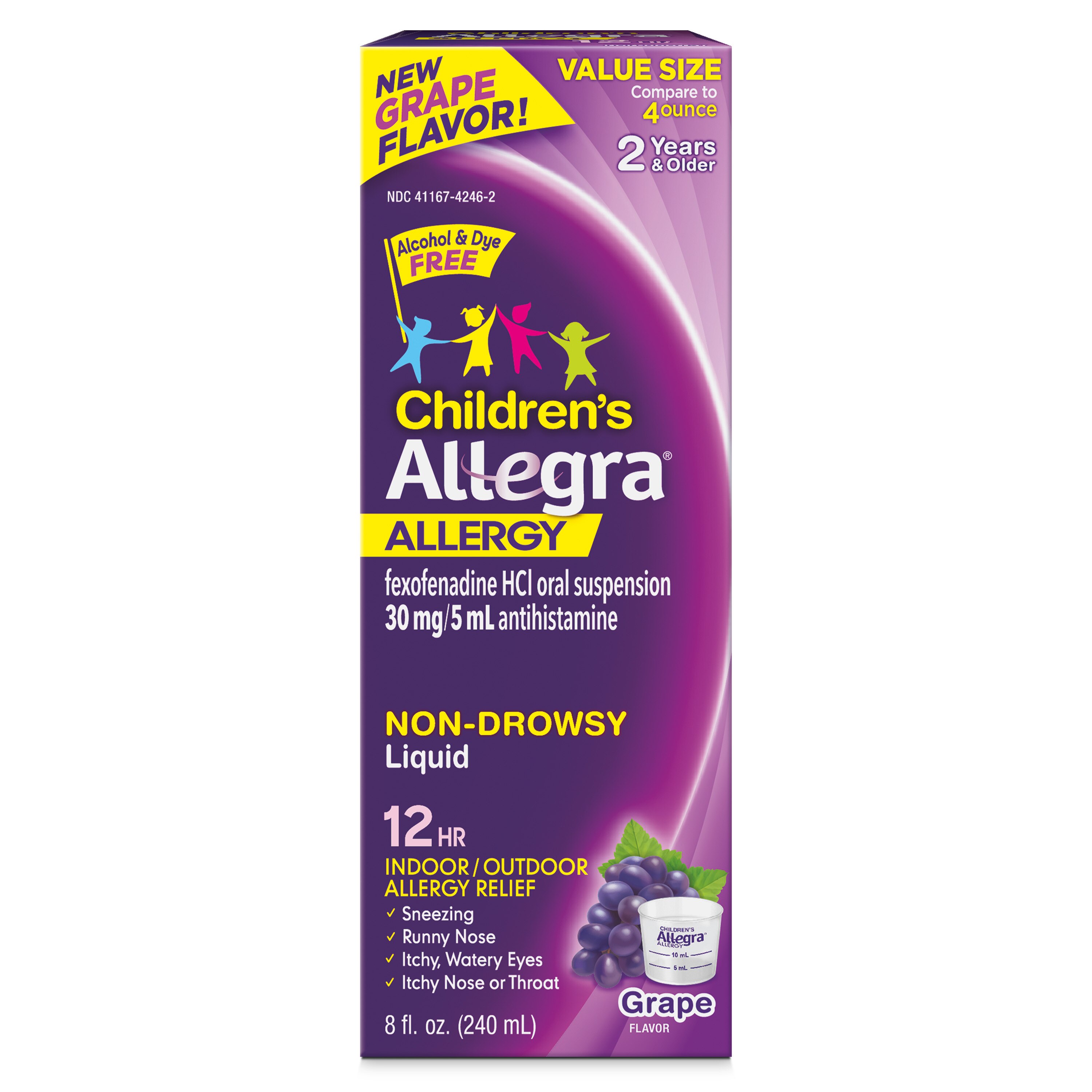 Children's Allegra 12HR Non-drowsy Antihistamine Liquid, Grape, 8 OZ