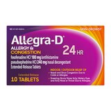 Allegra-D Pseudoephedrine 24-Hour Non-Drowsy Allergy & Congestion Relief Tablets, thumbnail image 1 of 8