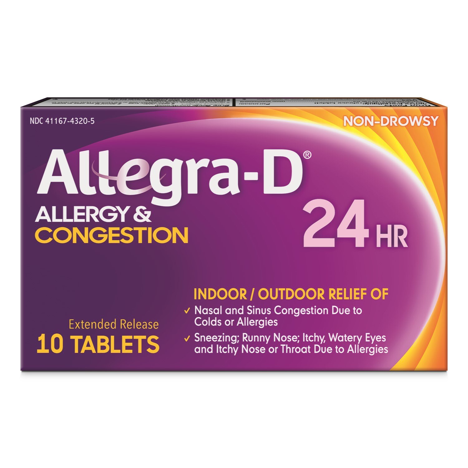 Allegra-D Pseudoephedrine 24-Hour Non-Drowsy Allergy & Congestion Relief Tablets