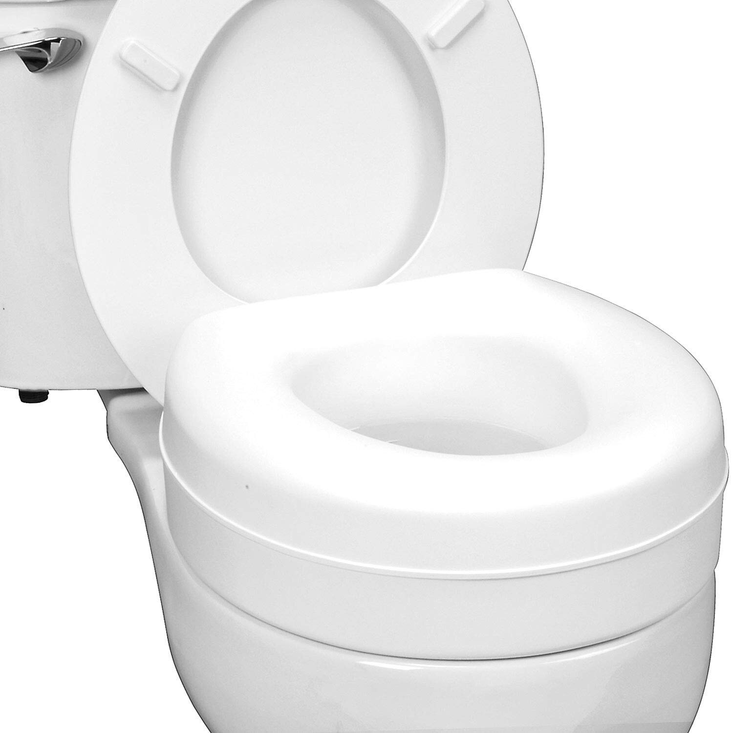 HealthSmart Portable Elevated Toilet Seat Riser, White