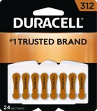 Duracell Size 312 Hearing Aid Batteries, 24/Pack (Brown), thumbnail image 1 of 5