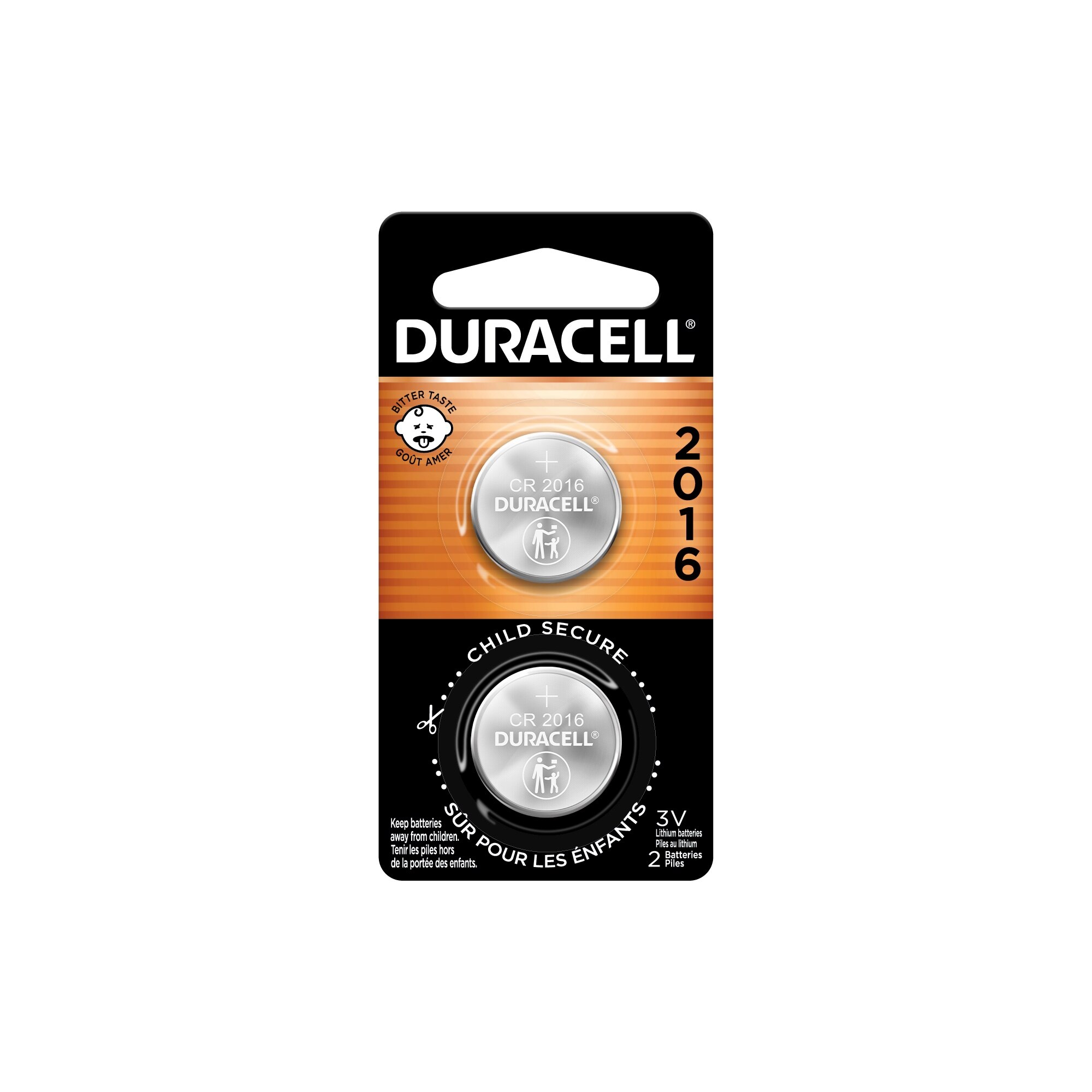 Duracell 2016 3V Lithium Coin Battery, 2/Pack