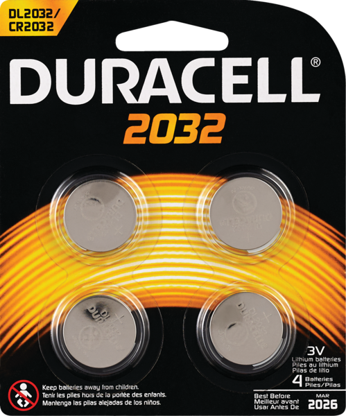 Duracell 2032 3V Lithium Coin Battery, 4/Pack