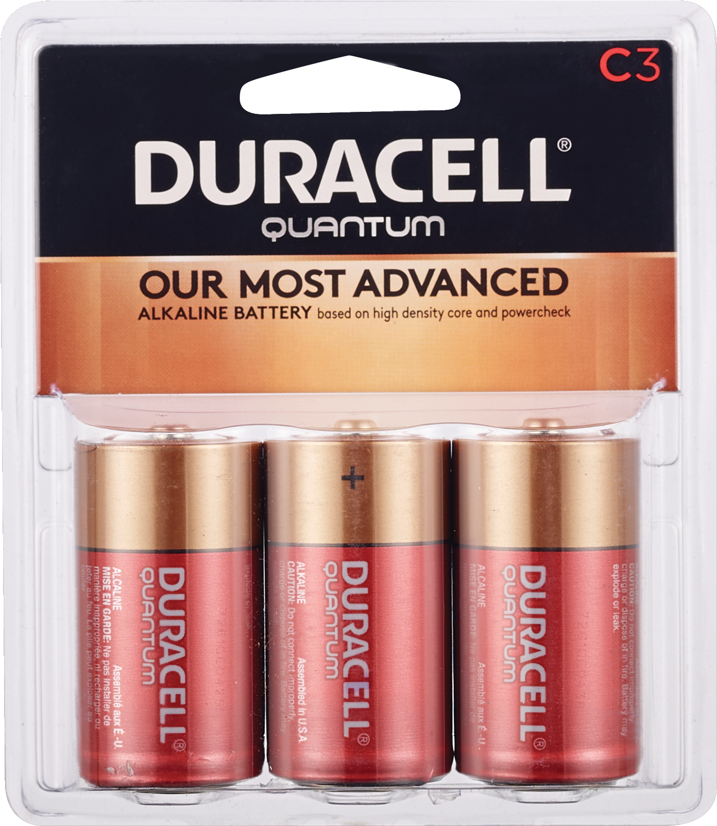 Duracell Quantum Duralock Hi-Density Core Alkaline C Batteries, 3 CT