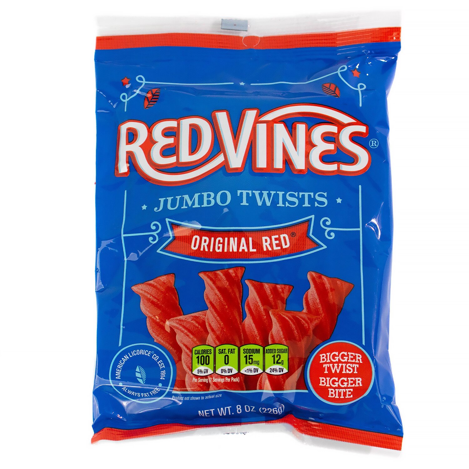 Red Vines Jumbo Twists, Original Soft & Chewy Licorice Candy, 8 oz