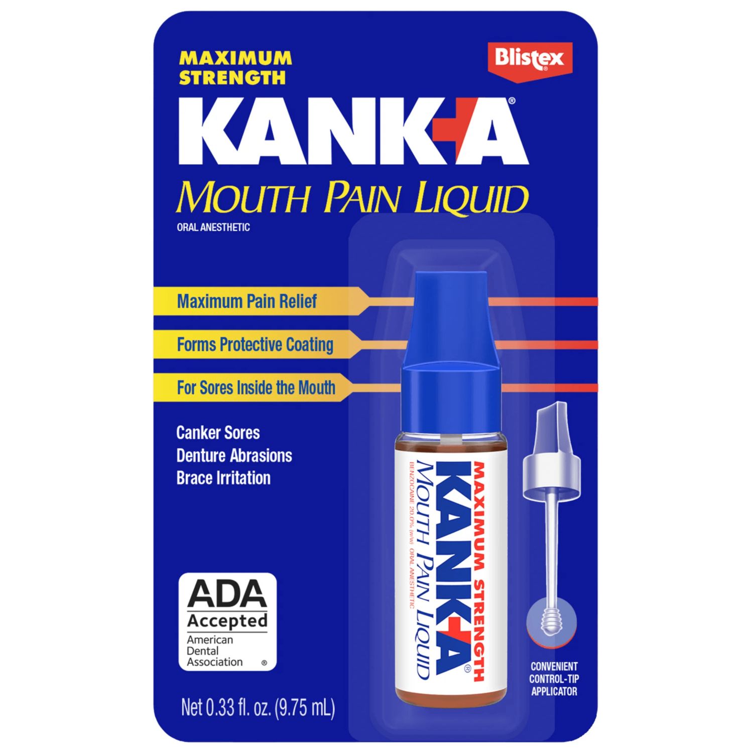 Kank-A Mouth Pain Liquid Oral Anesthetic, Maximum Strength, 0.33 OZ