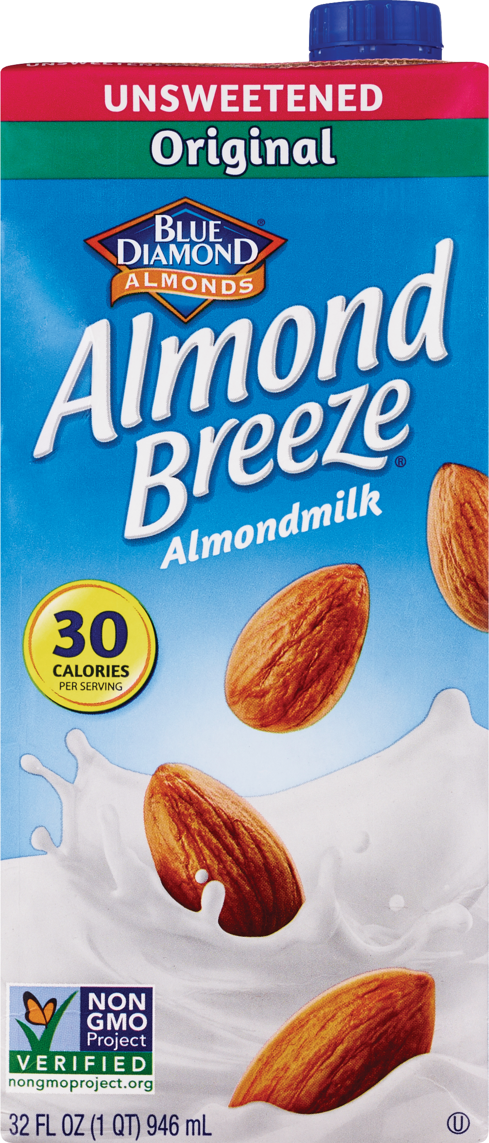 Blue Diamond Almond Breeze Unsweetened Almond Milk, 32 OZ