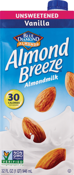 Blue Diamond Almond Breeze Unsweetened Almond Milk, 32 OZ