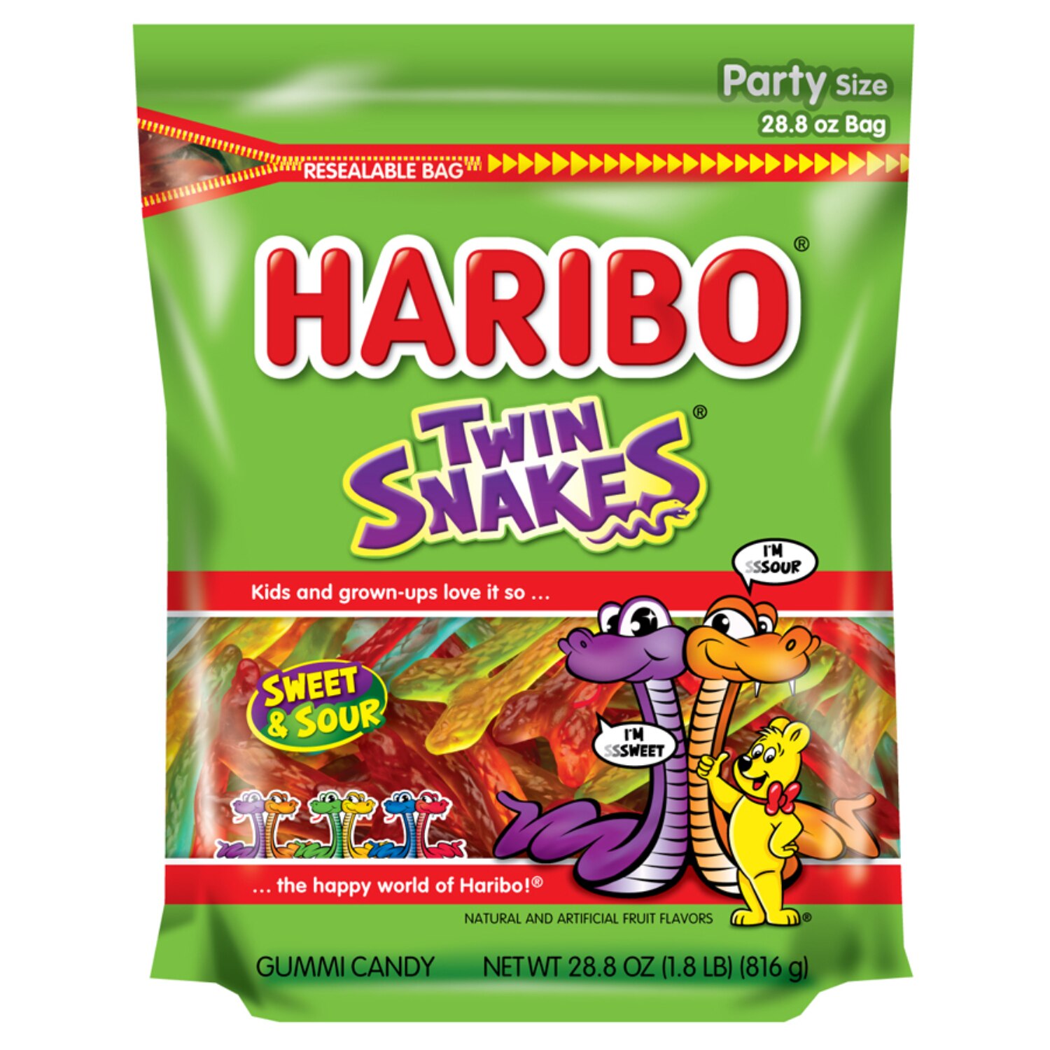 Haribo Twin Snakes Sweet & Sour Gummy Candy, 28.8 oz