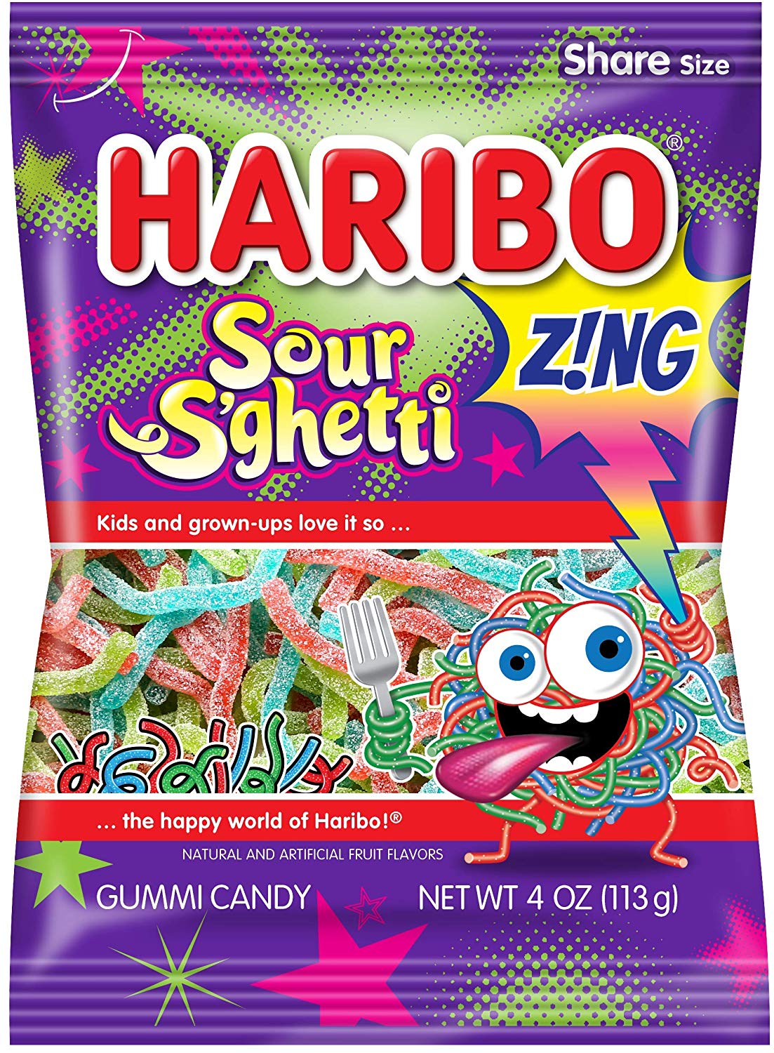 Haribo Z!NG Sour S'ghetti Gummi Candy, 7.2 o