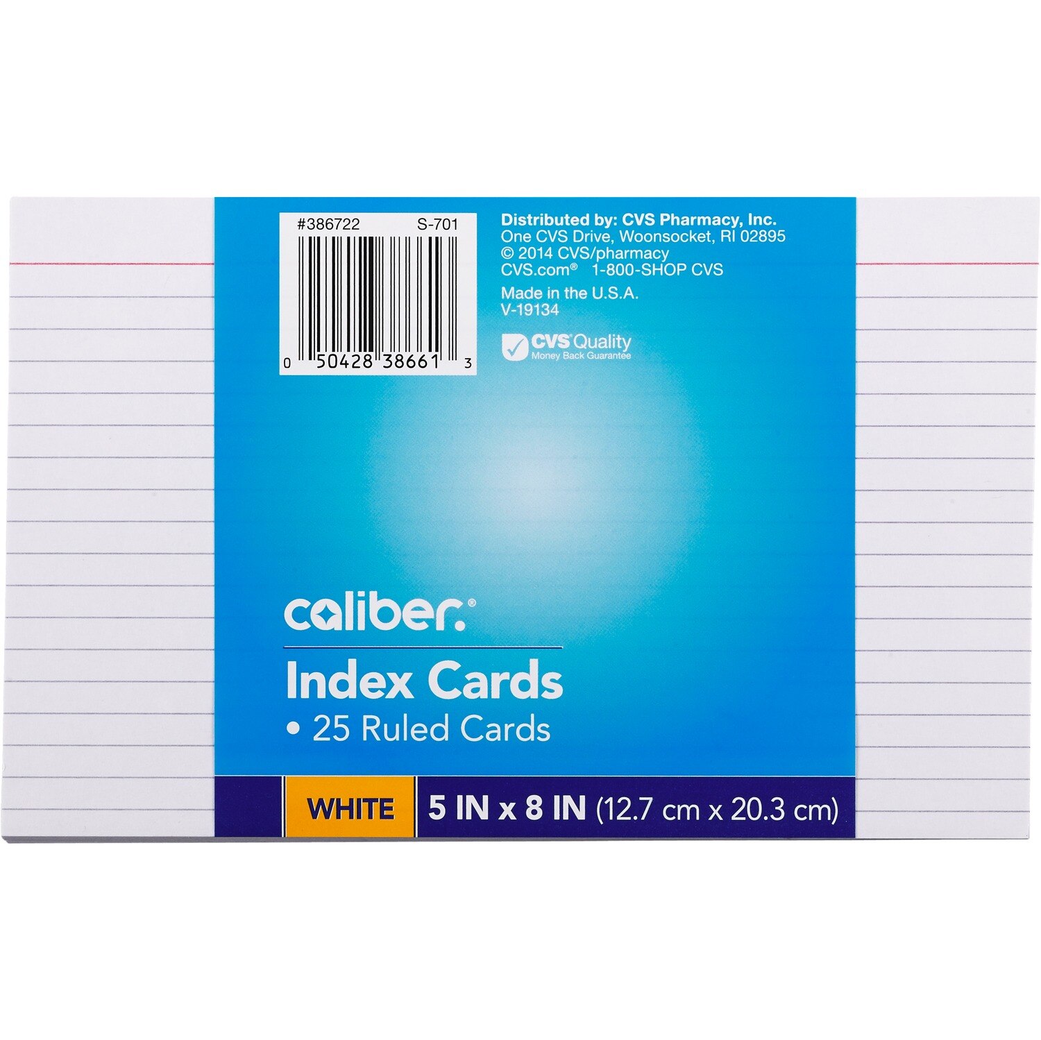 Caliber Index Cards Ruled 5 X 8