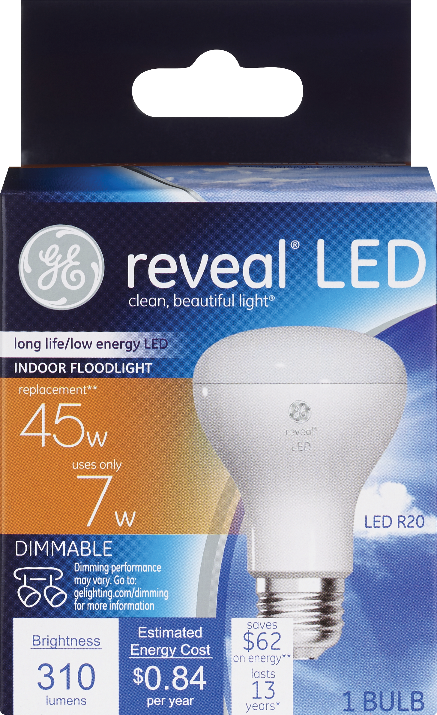 GE Reveal R20 Flood 7w LED Bulb
