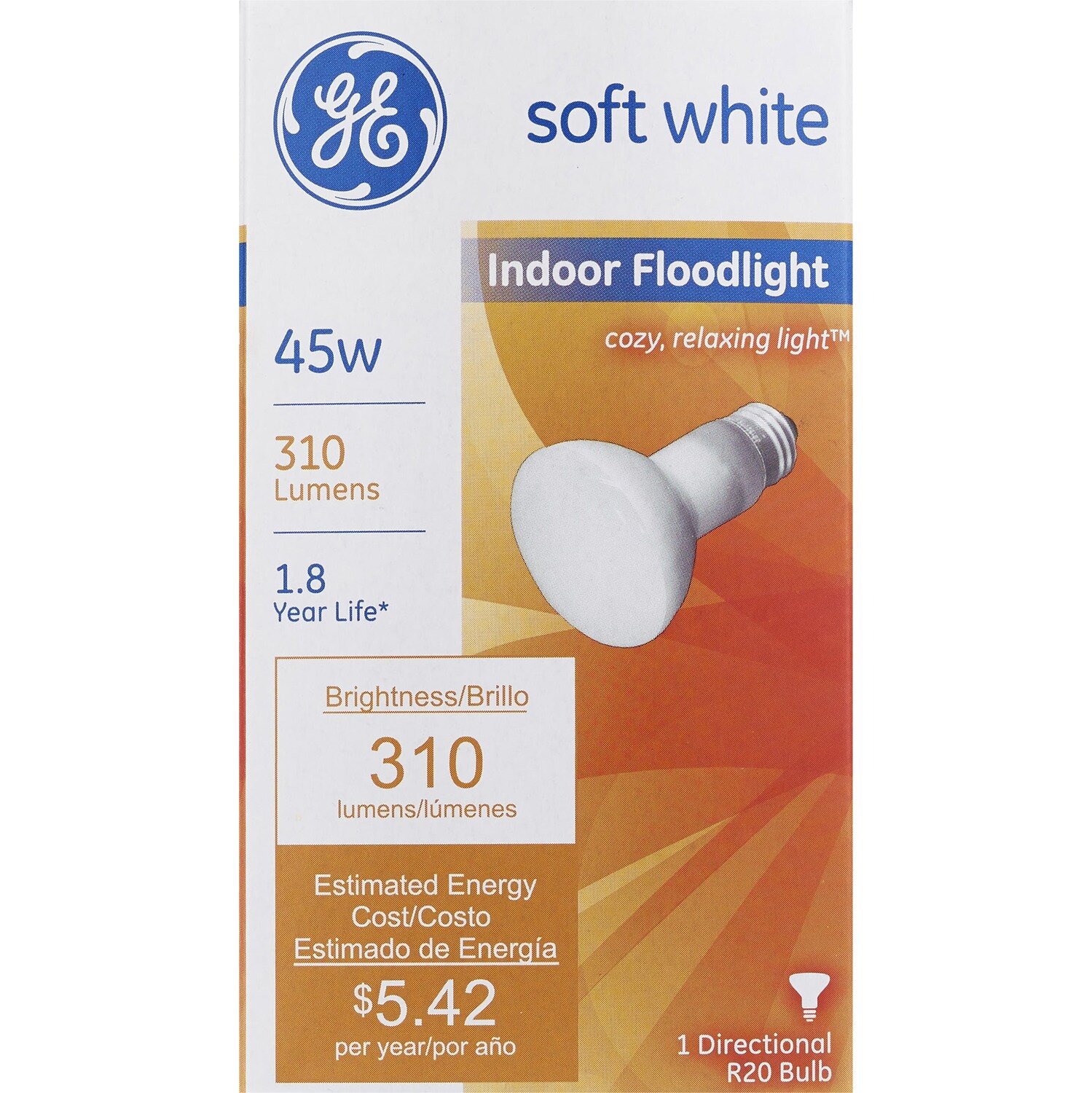 GE Soft White 45w R20 Indoor Floodlight