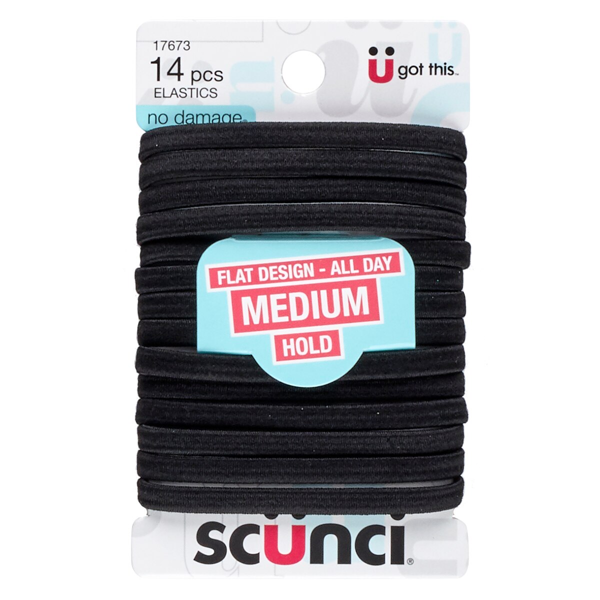 Scunci Flat Design Medium Hold Elastics, Black