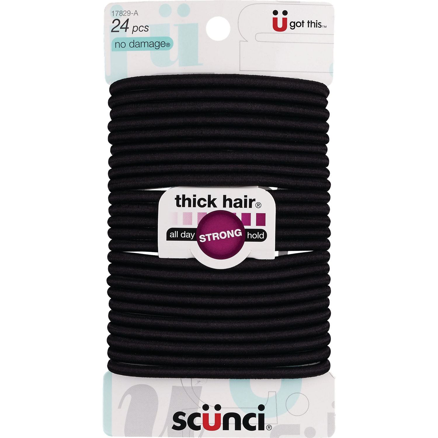 Scunci No Damage Thick Hair Elastics, Black