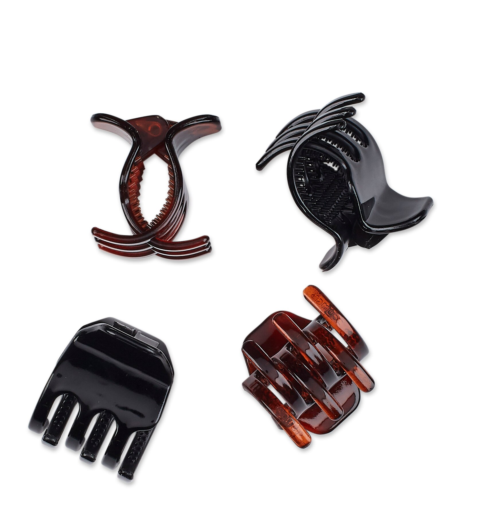 Scunci No Slip Grip Chunky Jaw Clips, Black/Brown