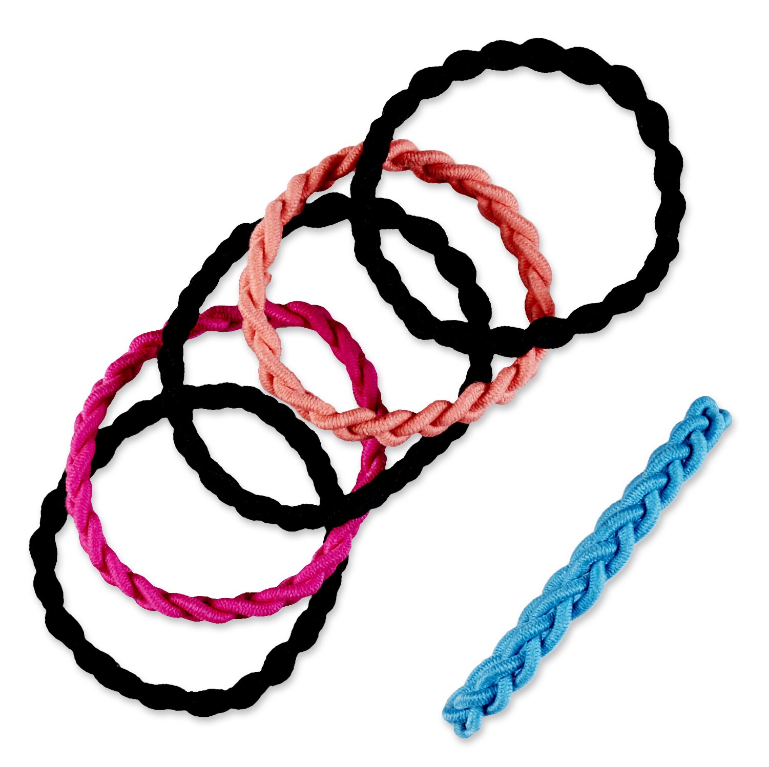 Scunci No Damage Braided Elastics Assorted Colors