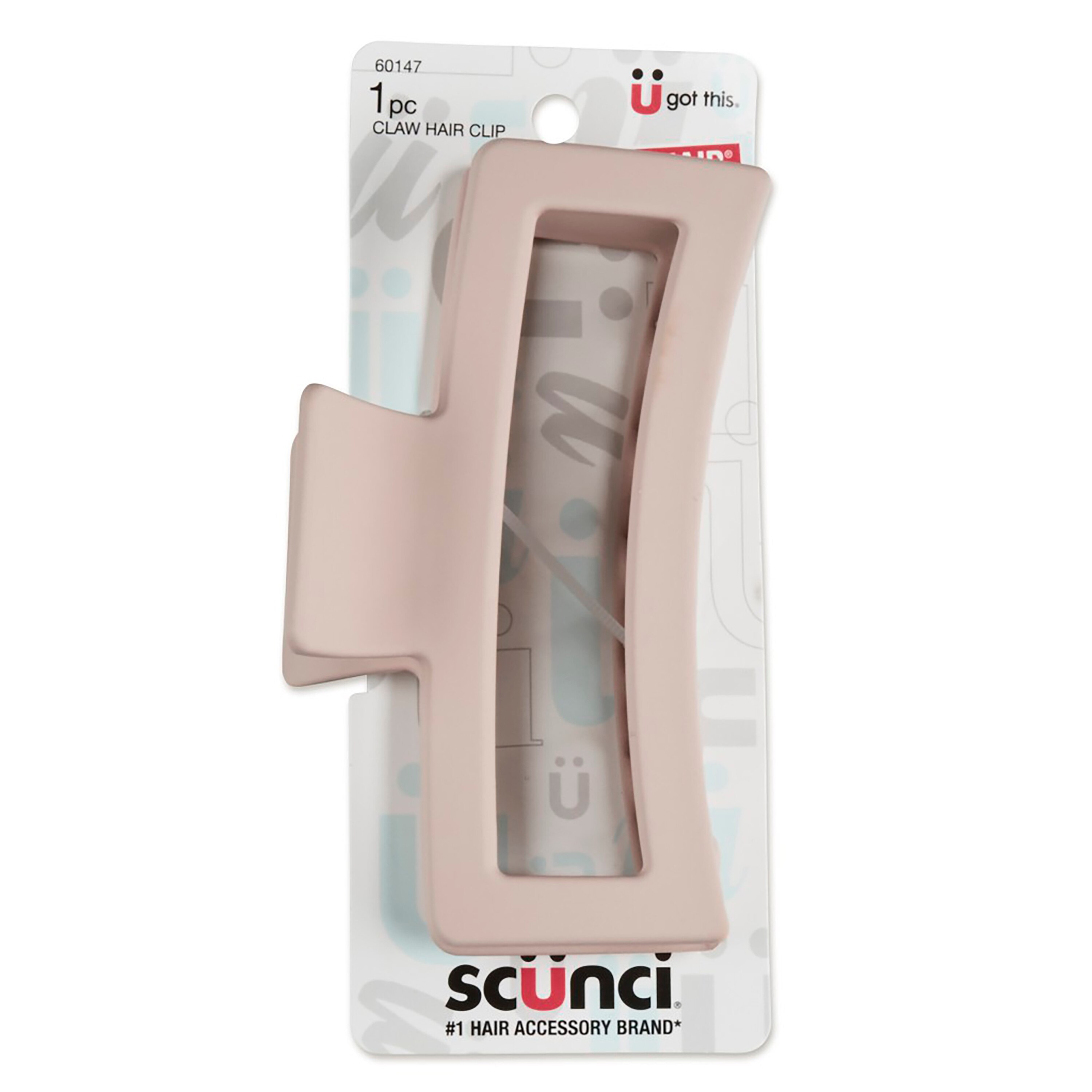 Scunci Soft Touch Open Cut Rectangle Claw Clip, Blush