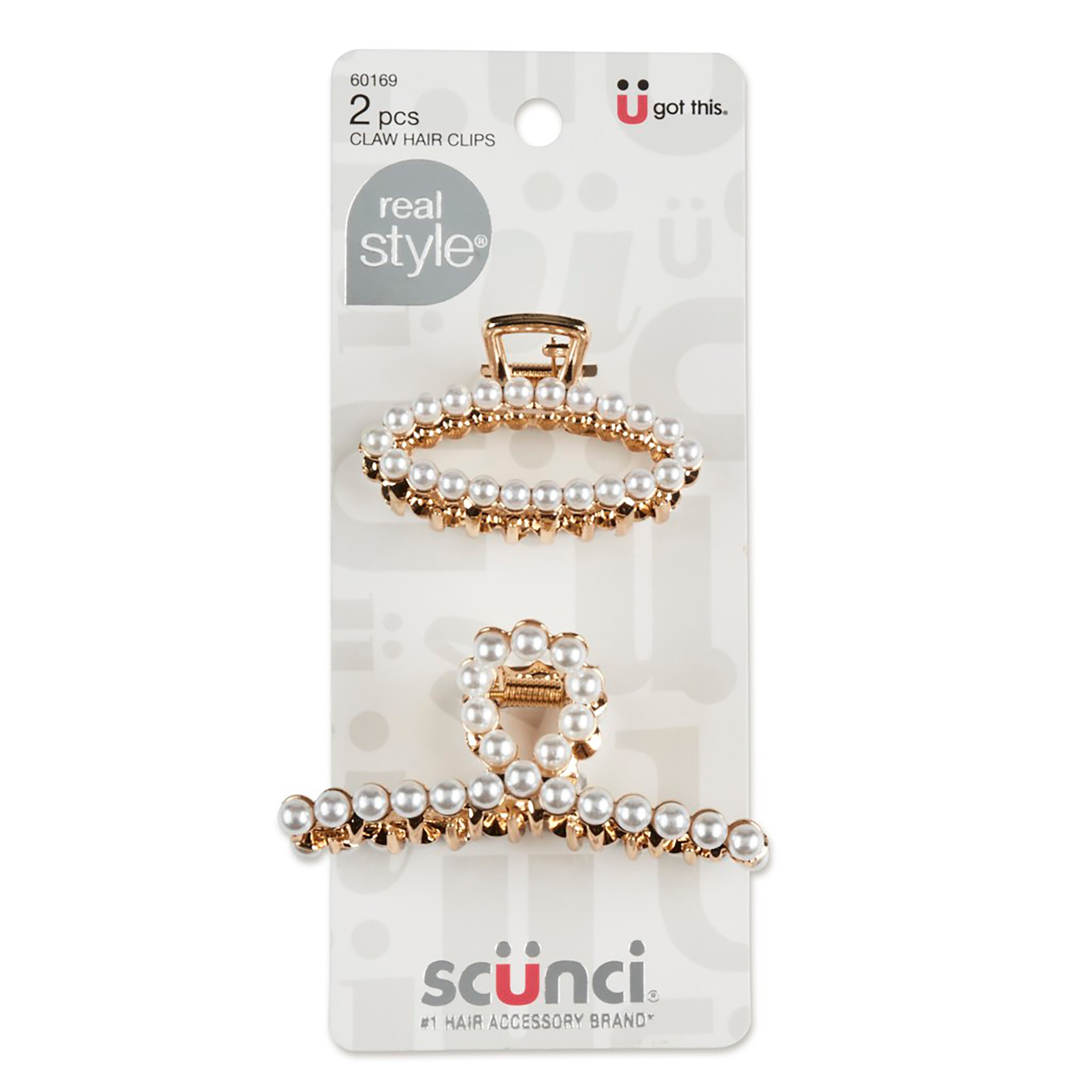 Scunci Pearl Claw Clips 2pk