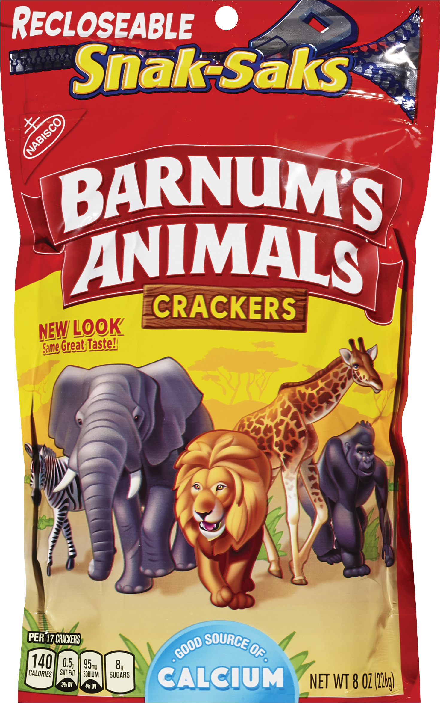 Barnum's Animal Crackers, Recloseable Snak-Saks, 8 oz