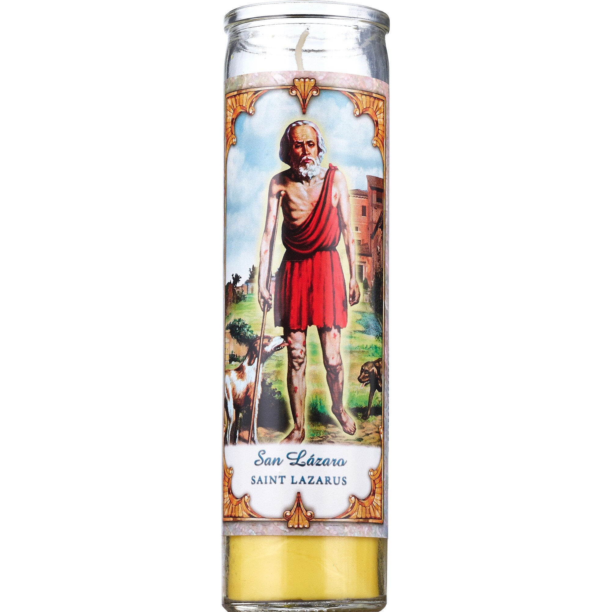 Prayer Candle, St Lazaro Yellow Wax, 8"