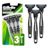 Gillette Mach3 Sensitive 3-Blade Disposable Razors, 3 CT, thumbnail image 1 of 8