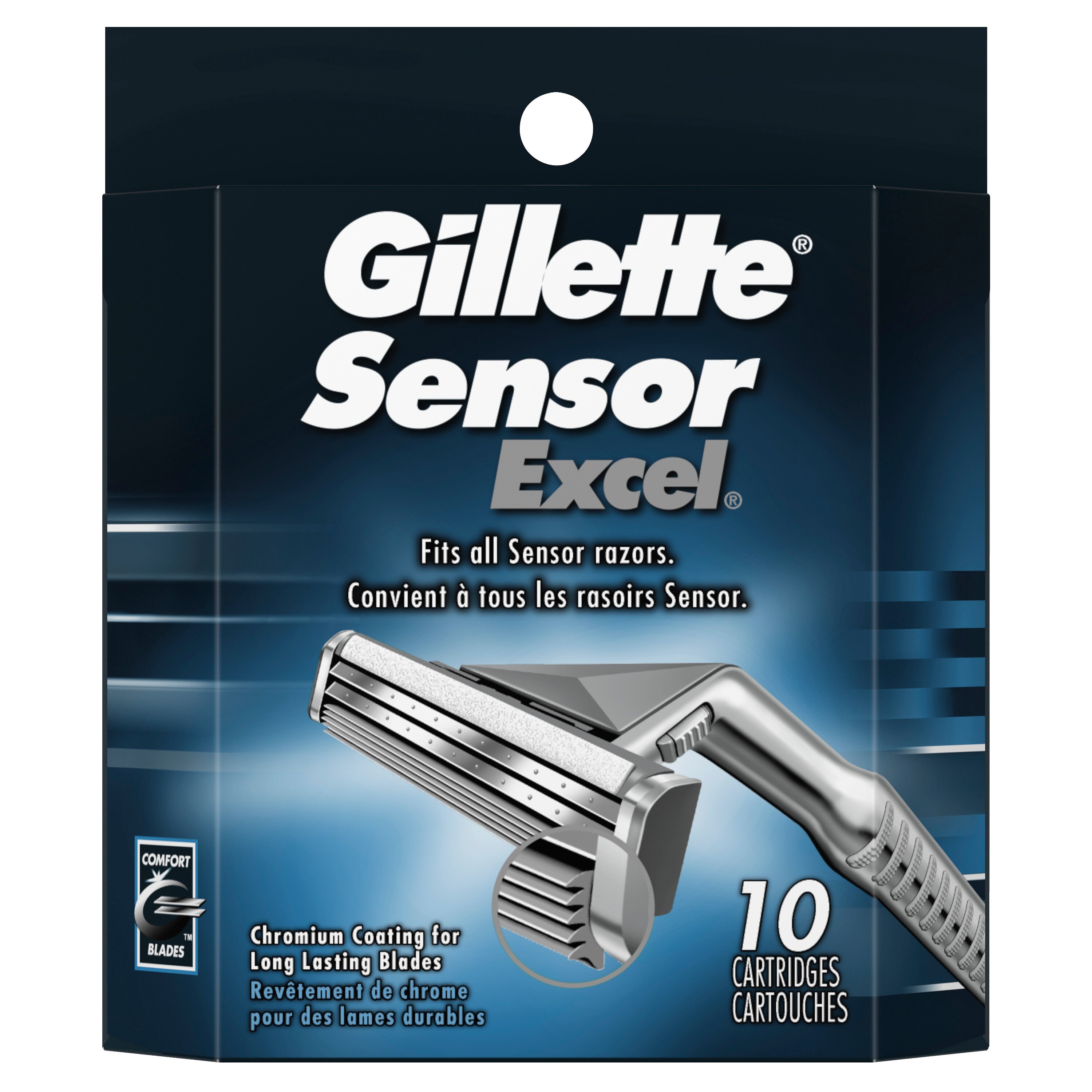 Gillette Sensor Excel 2-Blade Razor Blade Refills, 10 CT