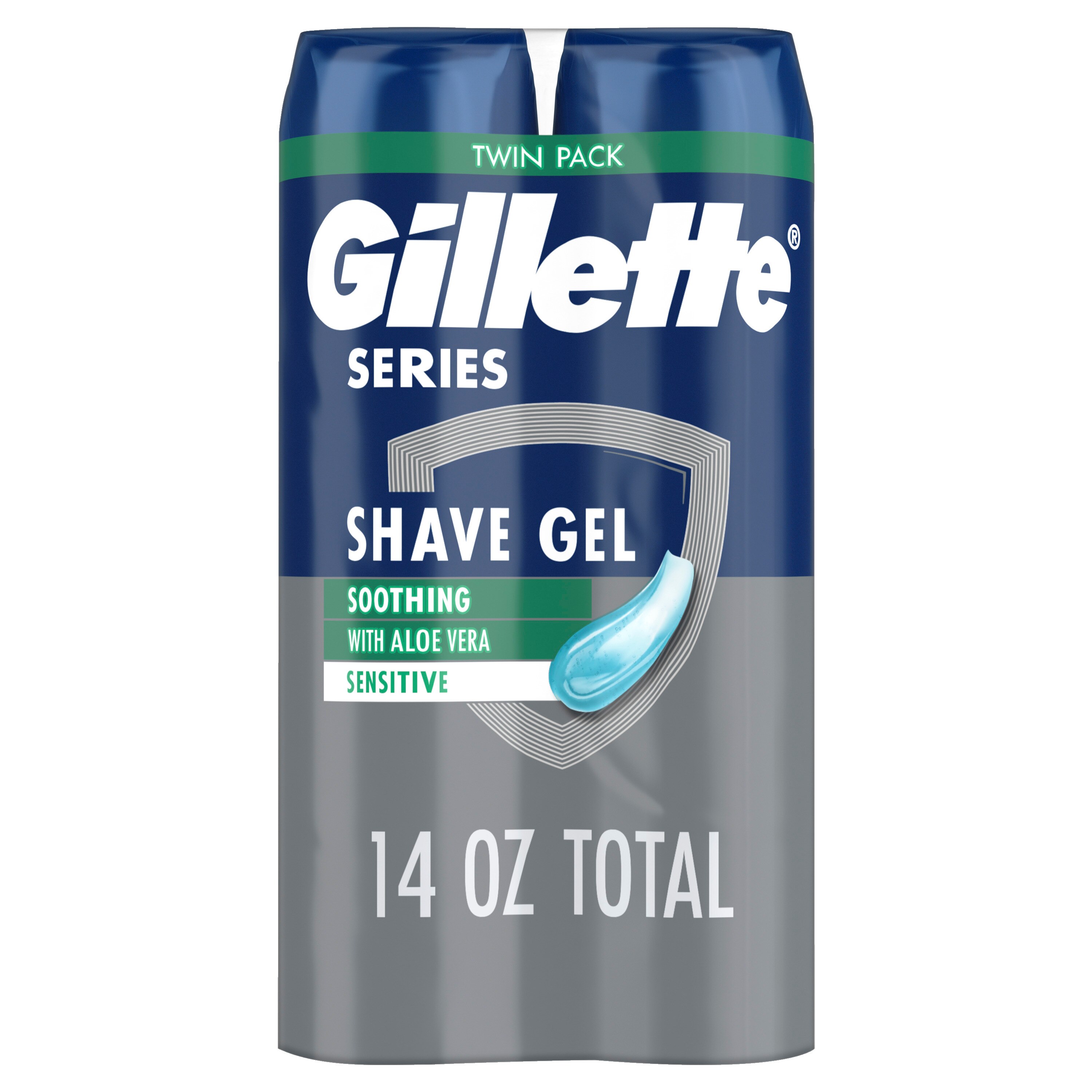 Gillette Series Sensitive Shave Gel with Aloe,7 OZ, 2 Pack