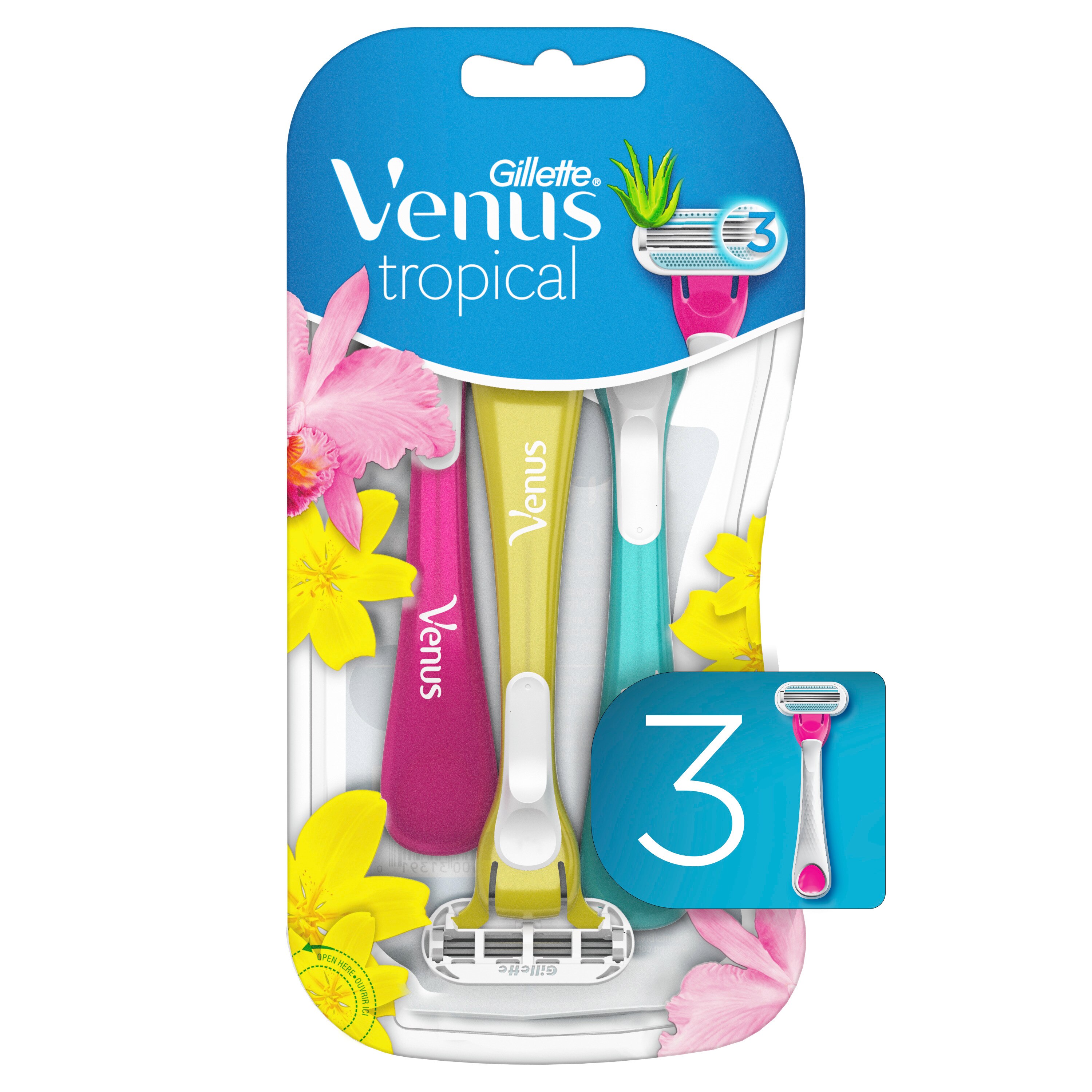 Gillette Venus Tropical 3-Blade Disposable Razor, 3 CT