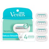 Gillette Venus Sensitive Deluxe Smooth 5-Blade Razor Blade Refills, 4 CT, thumbnail image 1 of 9