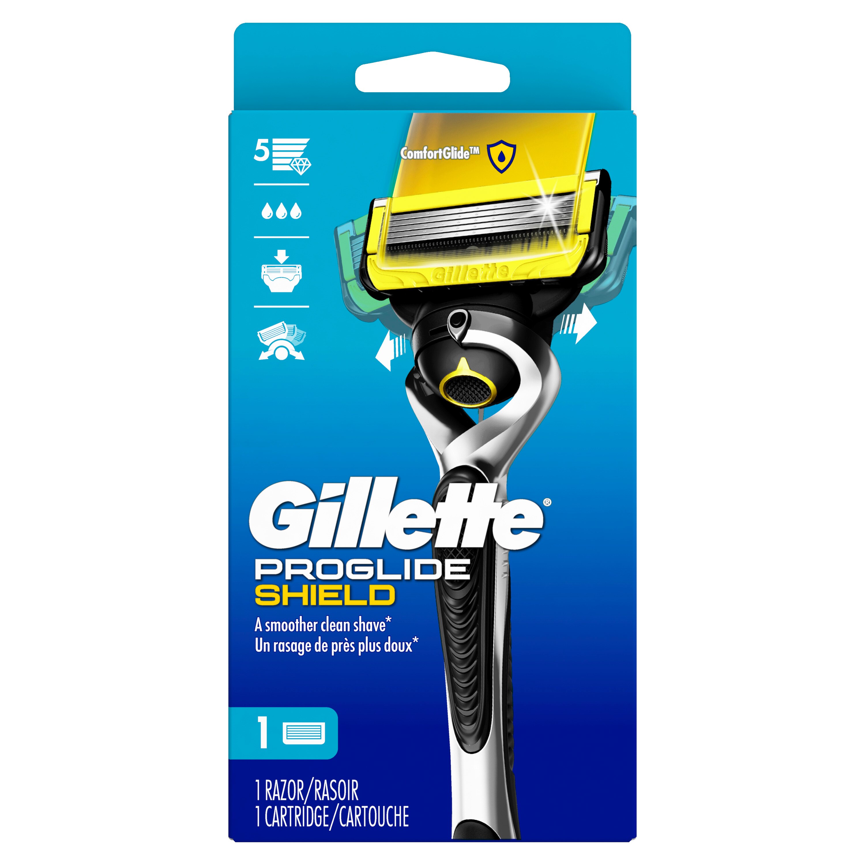 Gillette Proglide Shield 5-Blade Razor + 1 Razor Blade Refill