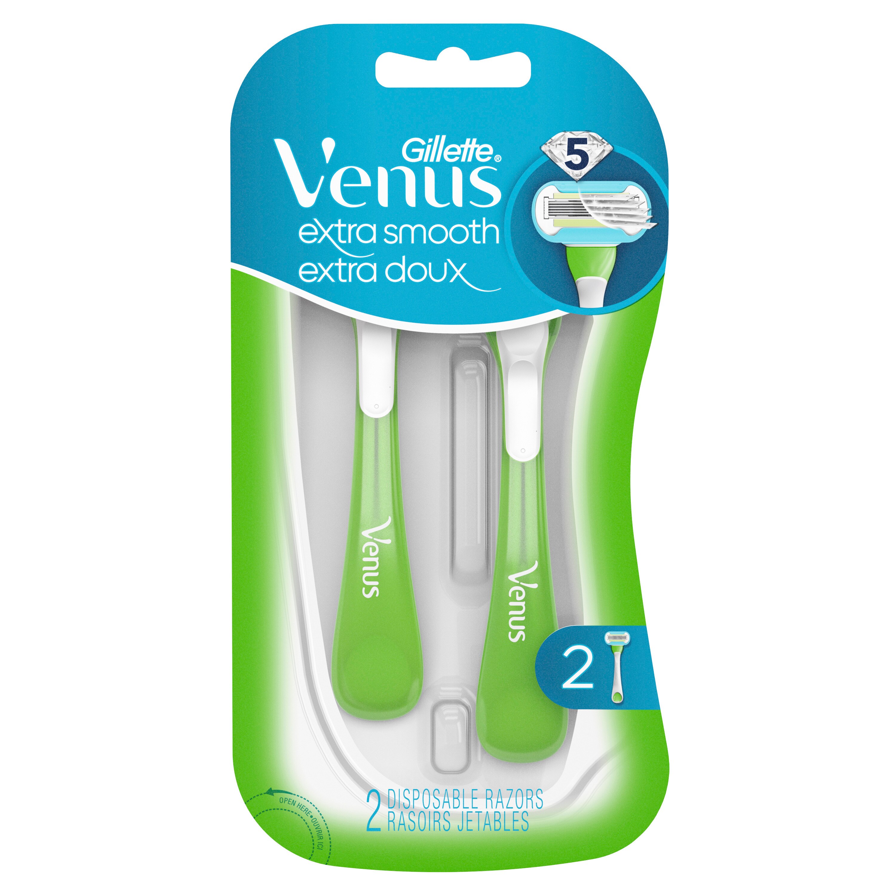 Gillette Venus Extra Smooth 5-Blade Disposable Razors, 2 CT