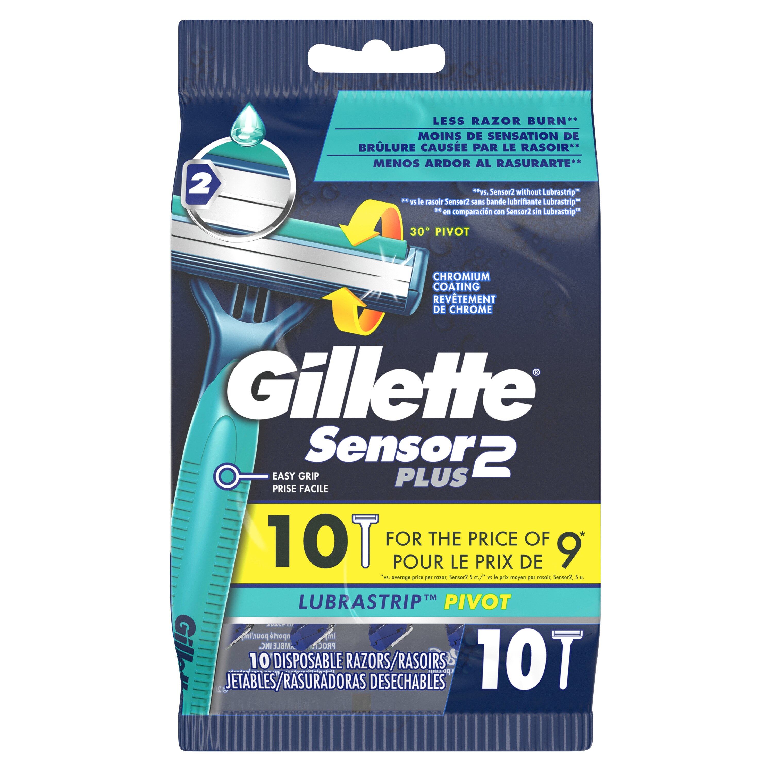 Gillette Sensor2 Plus 2-Blade Lubrastrip Pivot Disposable Razors