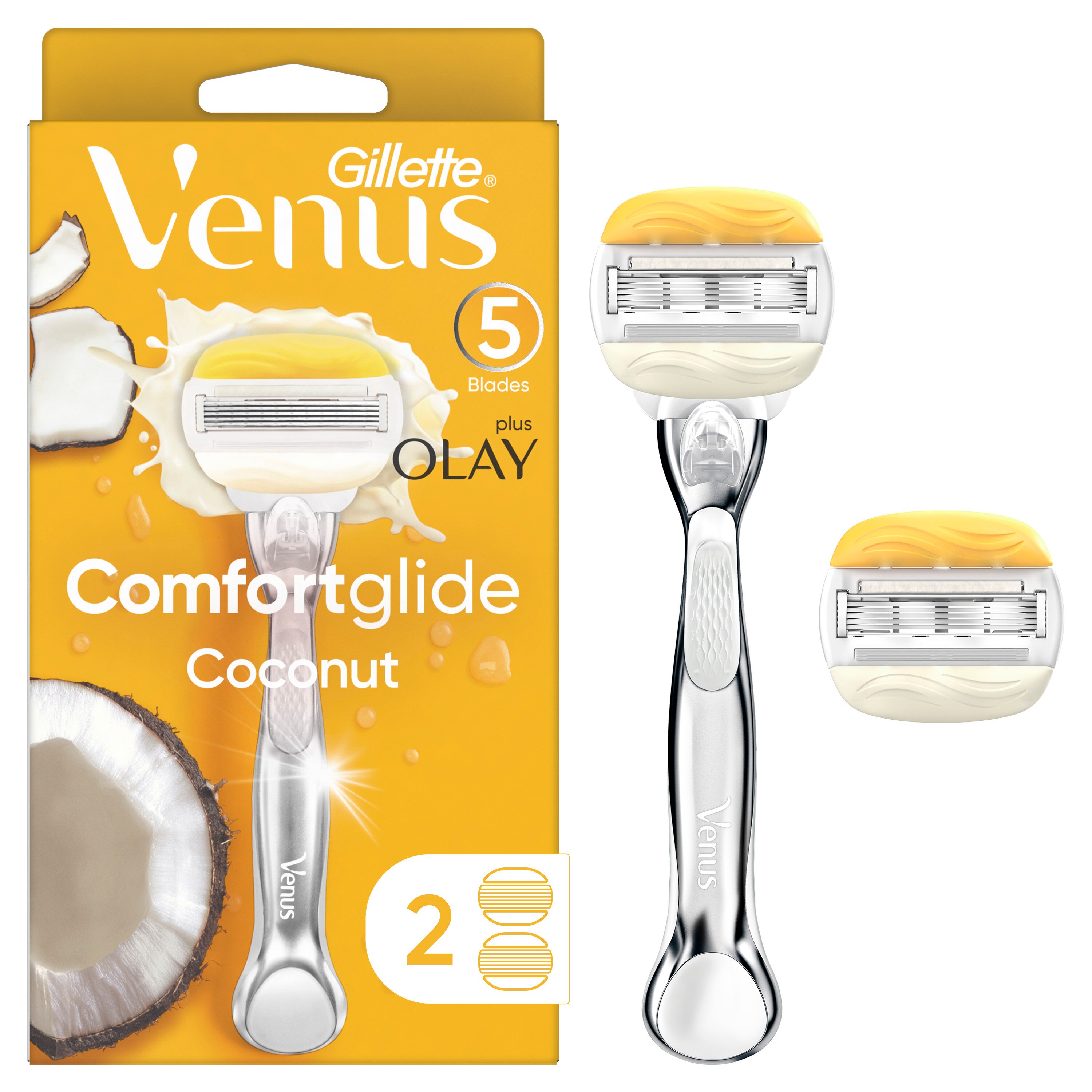 Gillette Venus ComfortGlide Coconut plus Olay Razor + 2 Razor Blade Refills