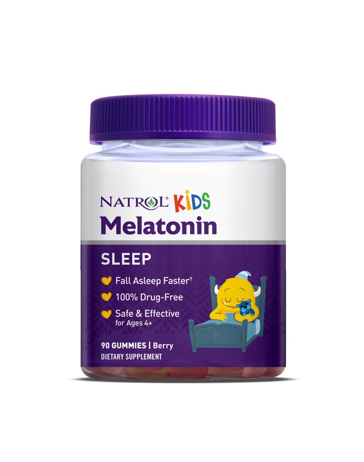 Natrol Kids Melatonin Gummy, 1mg, Sleep Aid Supplement for Children, Ages 4 and up, 90 Berry Flavored Gummies