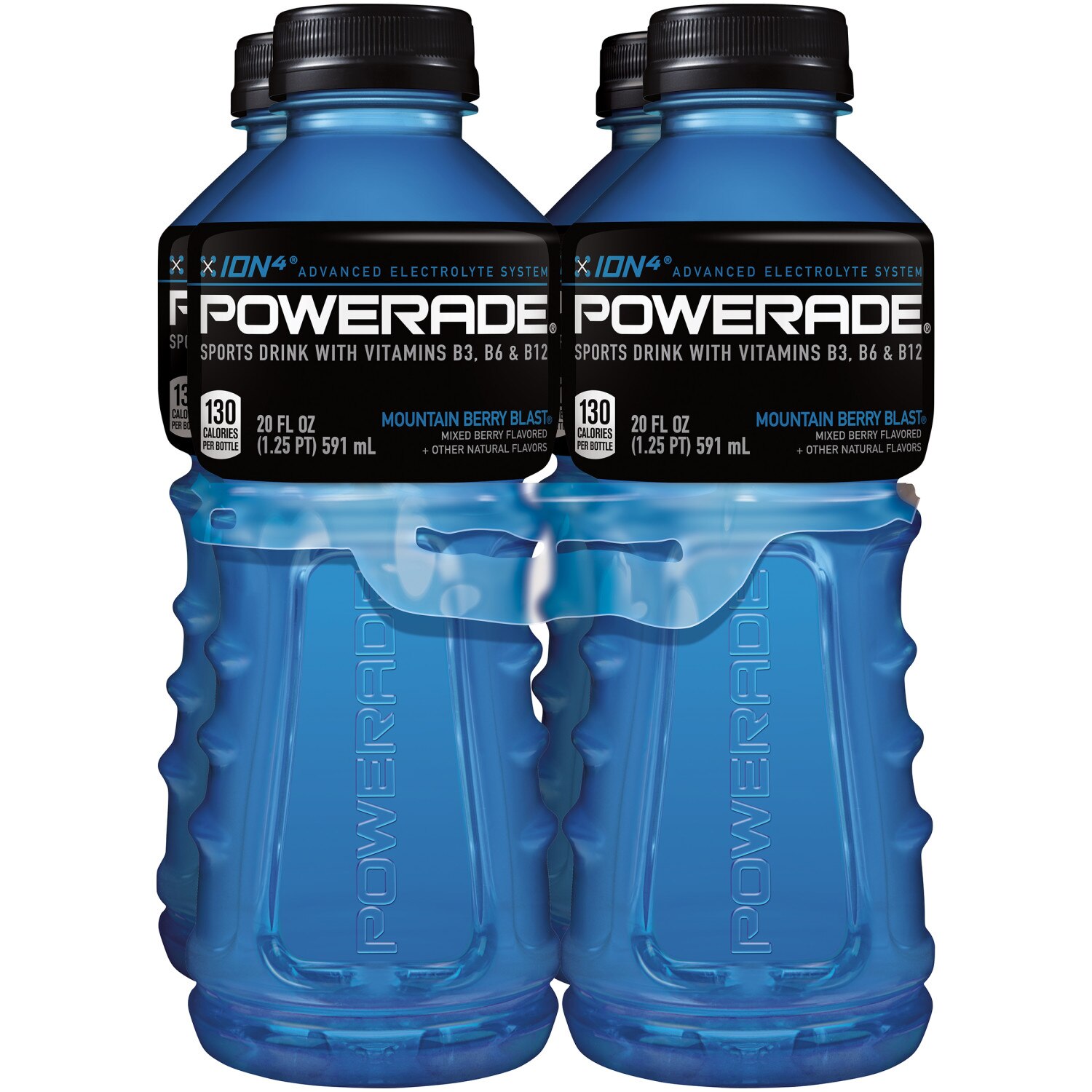 Powerade Mountain Berry Blast Sports Drink Bottles, 20 fl oz, 4 Pack