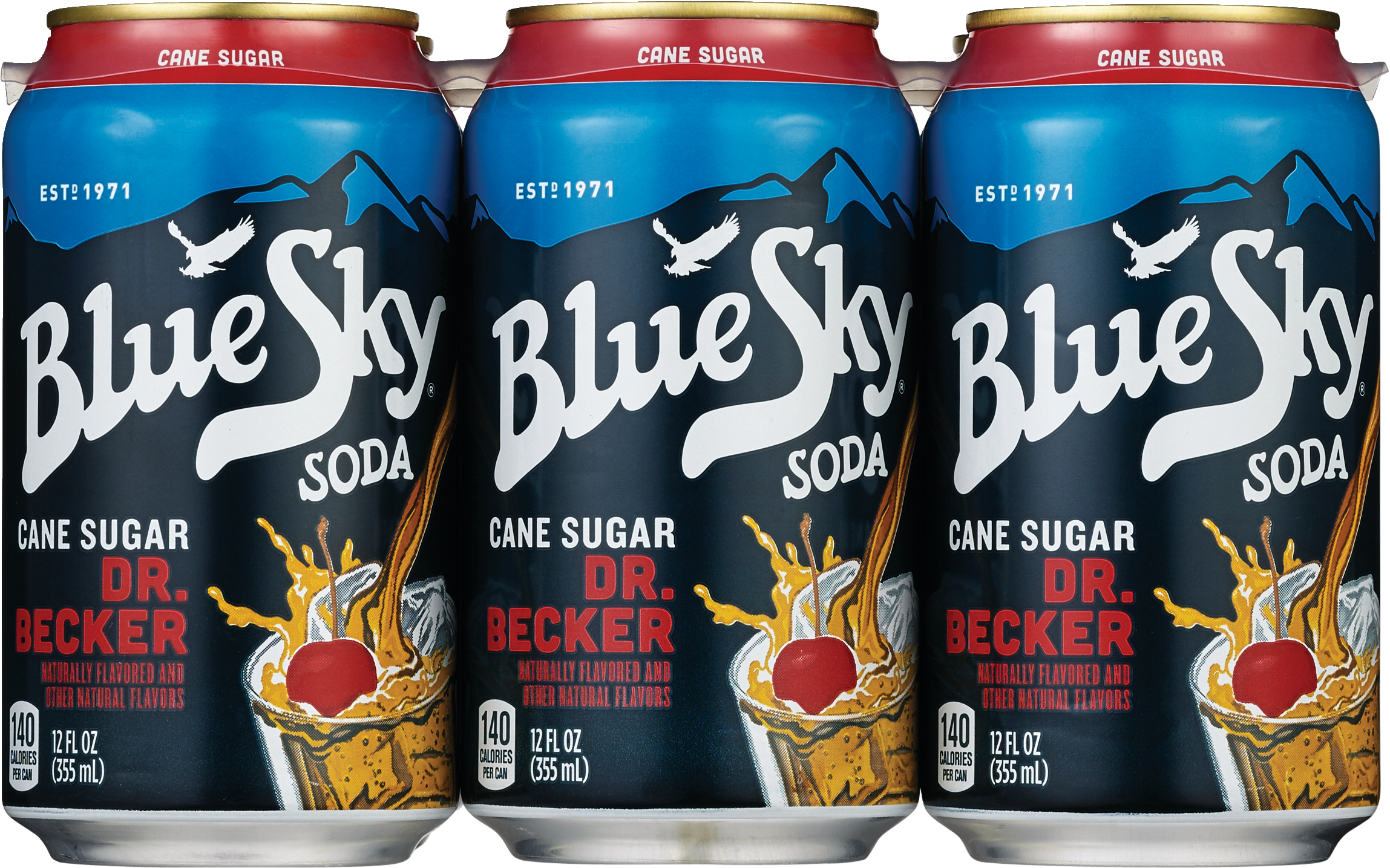 Dr. Becker Blue Sky Cane Sugar Soda, 6 Pack