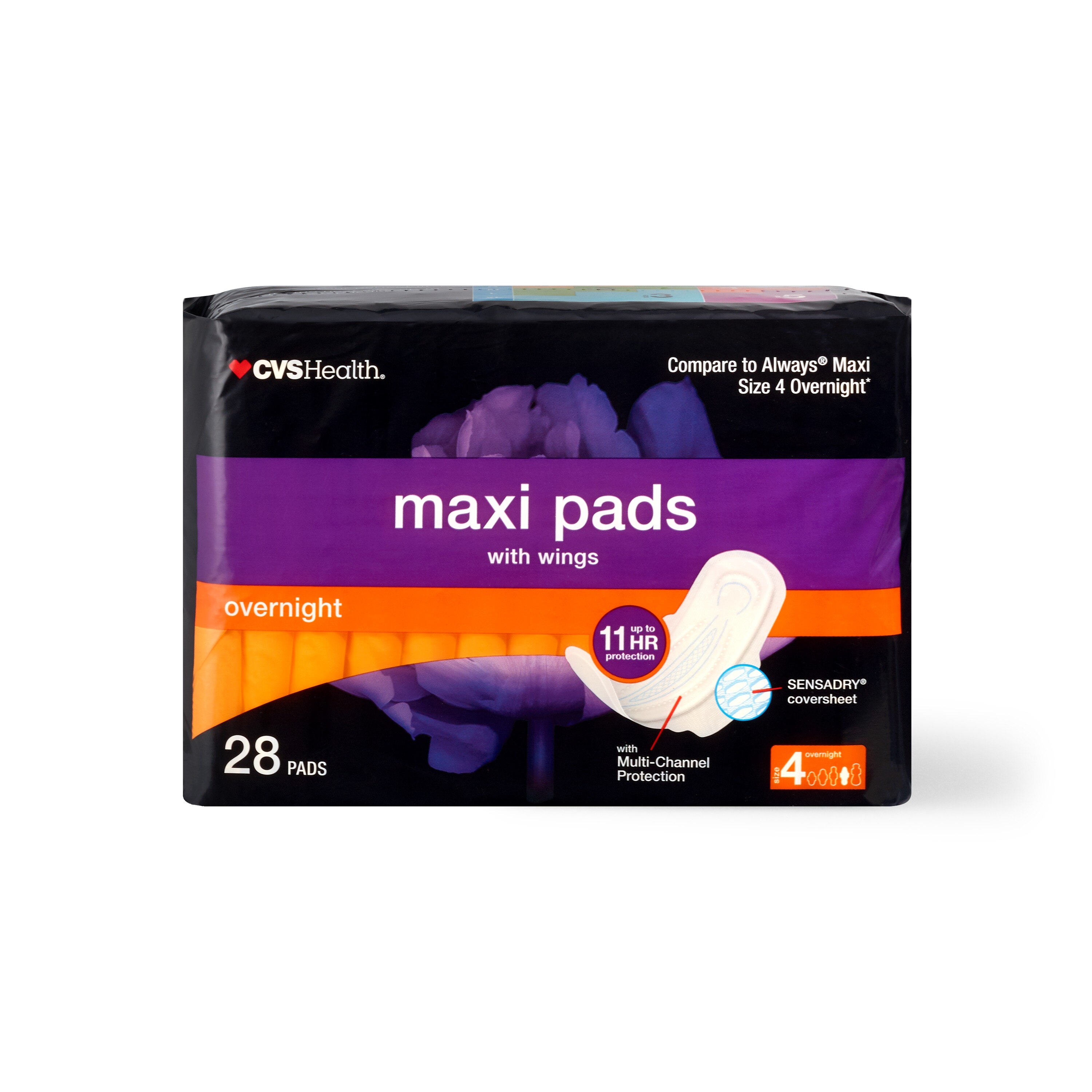 CVS Health Maxi Pads with Wings, Overnight