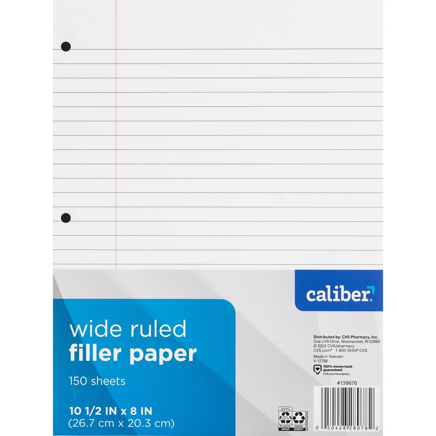 Caliber Filler Paper Wide Ruled, 150 ct