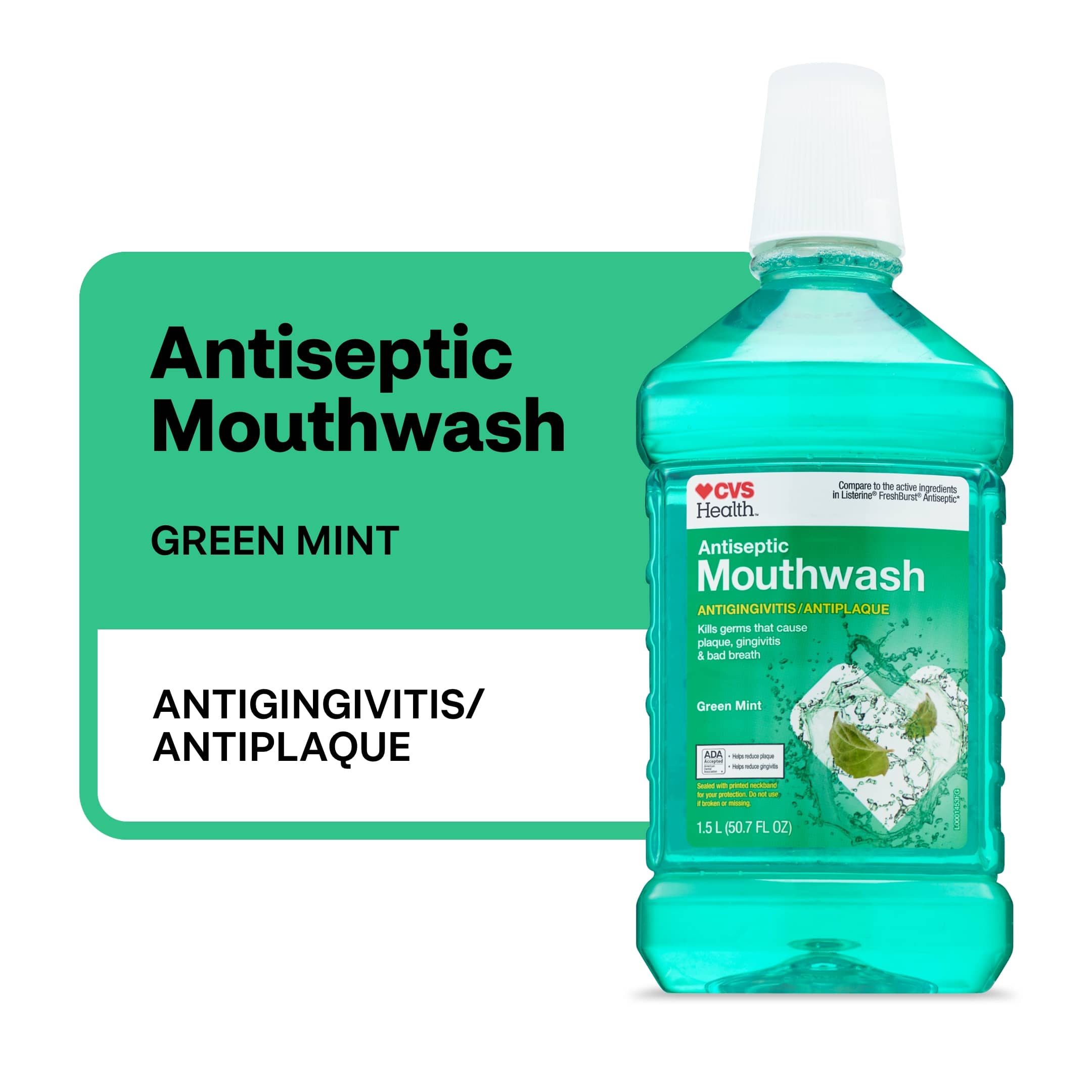 CVS Health Antiseptic Mouthwash for Antigingivitis & Antiplaque, Green Mint