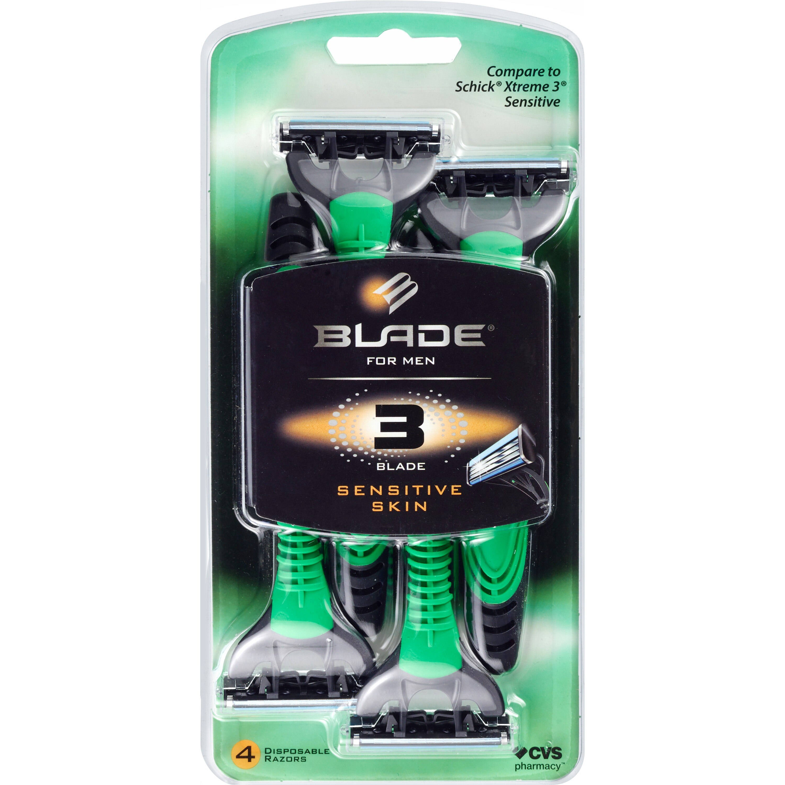 Blade Men's 3-Blade Razor for Sensitive Skin, 4 CT