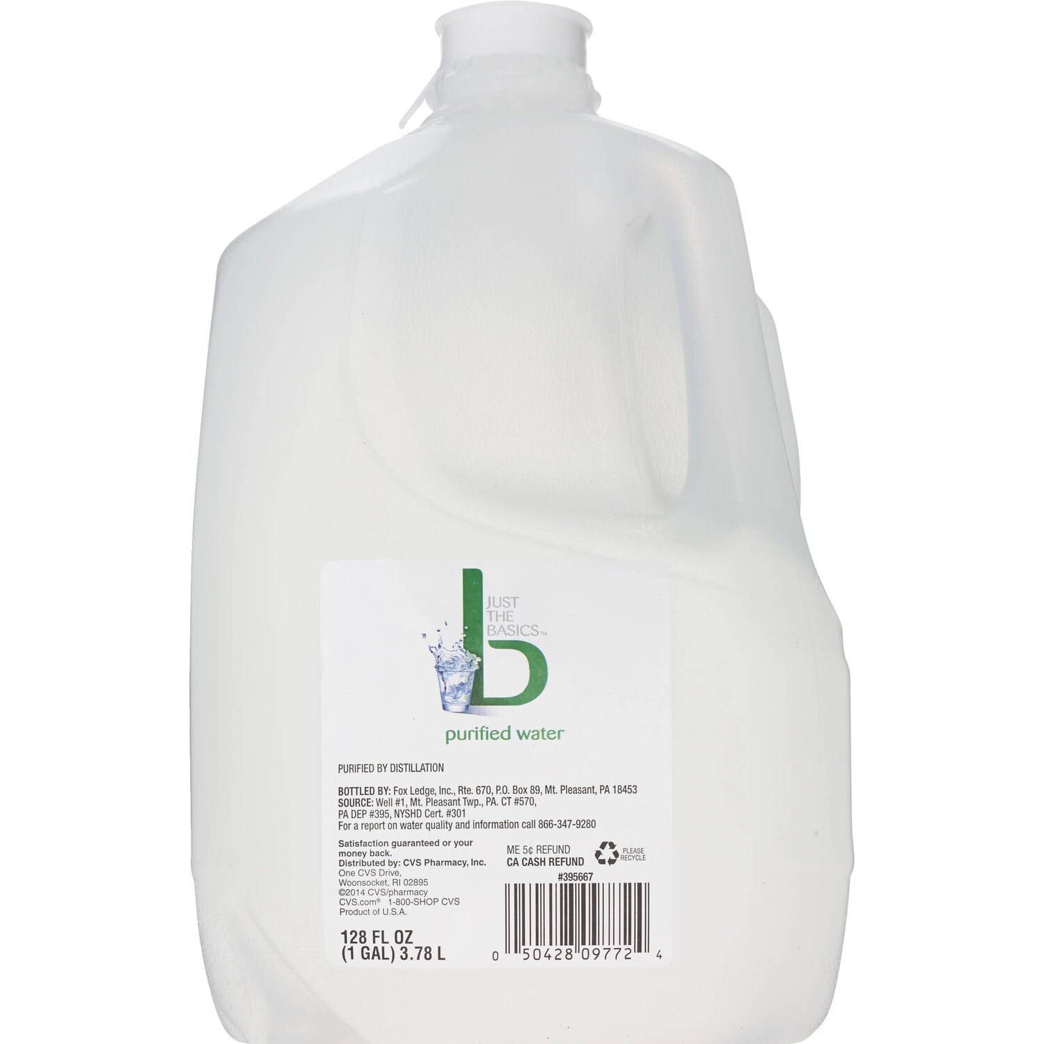 Just The Basics Purified Water, 128 oz