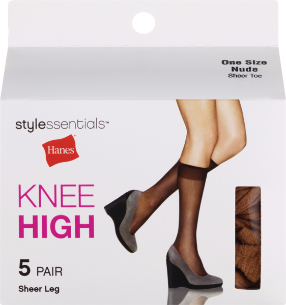 Style Essentials by Hanes Knee High Sheer Toe, 5 Pairs