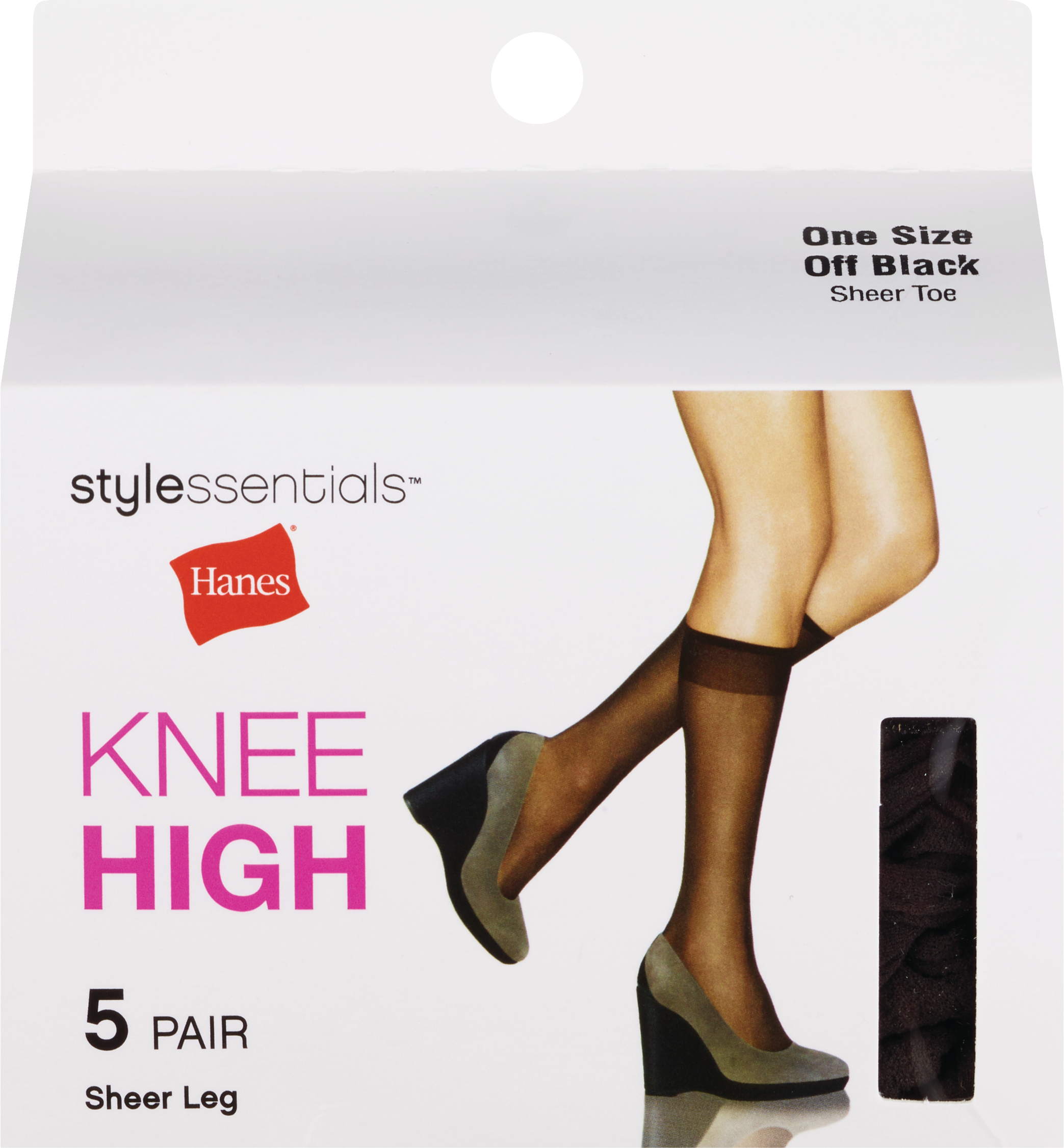 Style Essentials by Hanes Knee High Sheer Toe, 5 Pairs