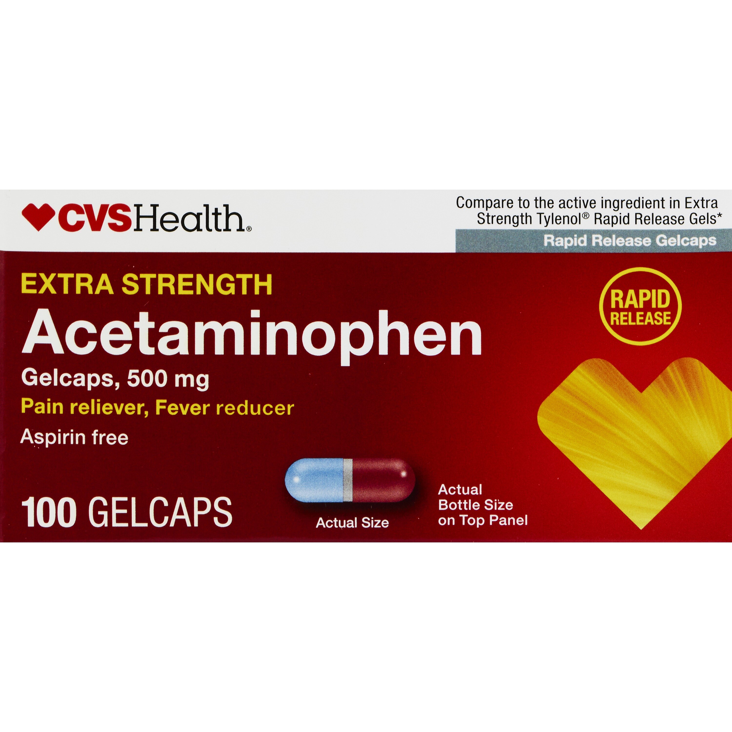 CVS Health Extra Strength Acetaminophen Pain Reliever & Fever Reducer 500 MG Gelcaps