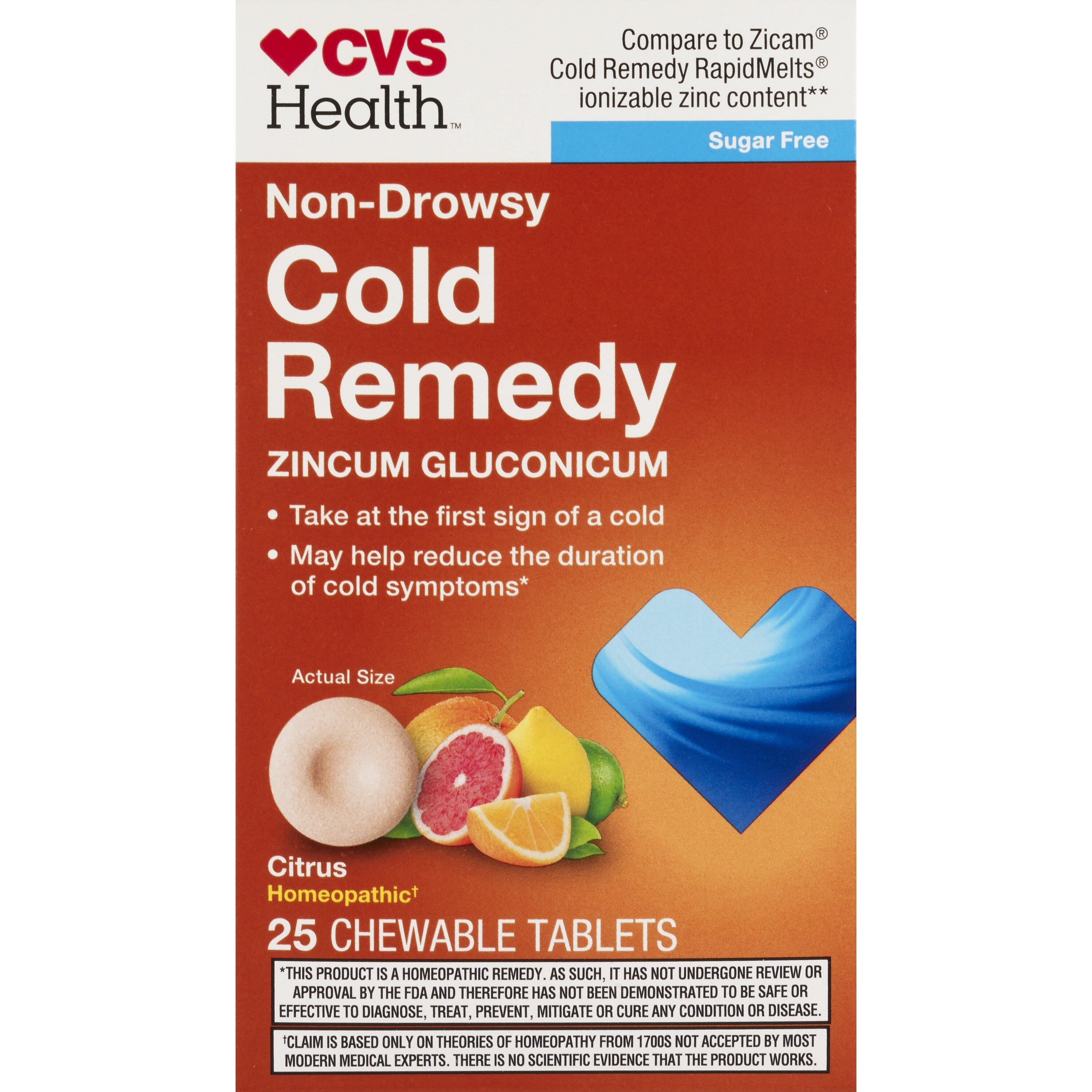 CVS Health Non Drowsy Homepathic Cold Remedy Chewable Tablets