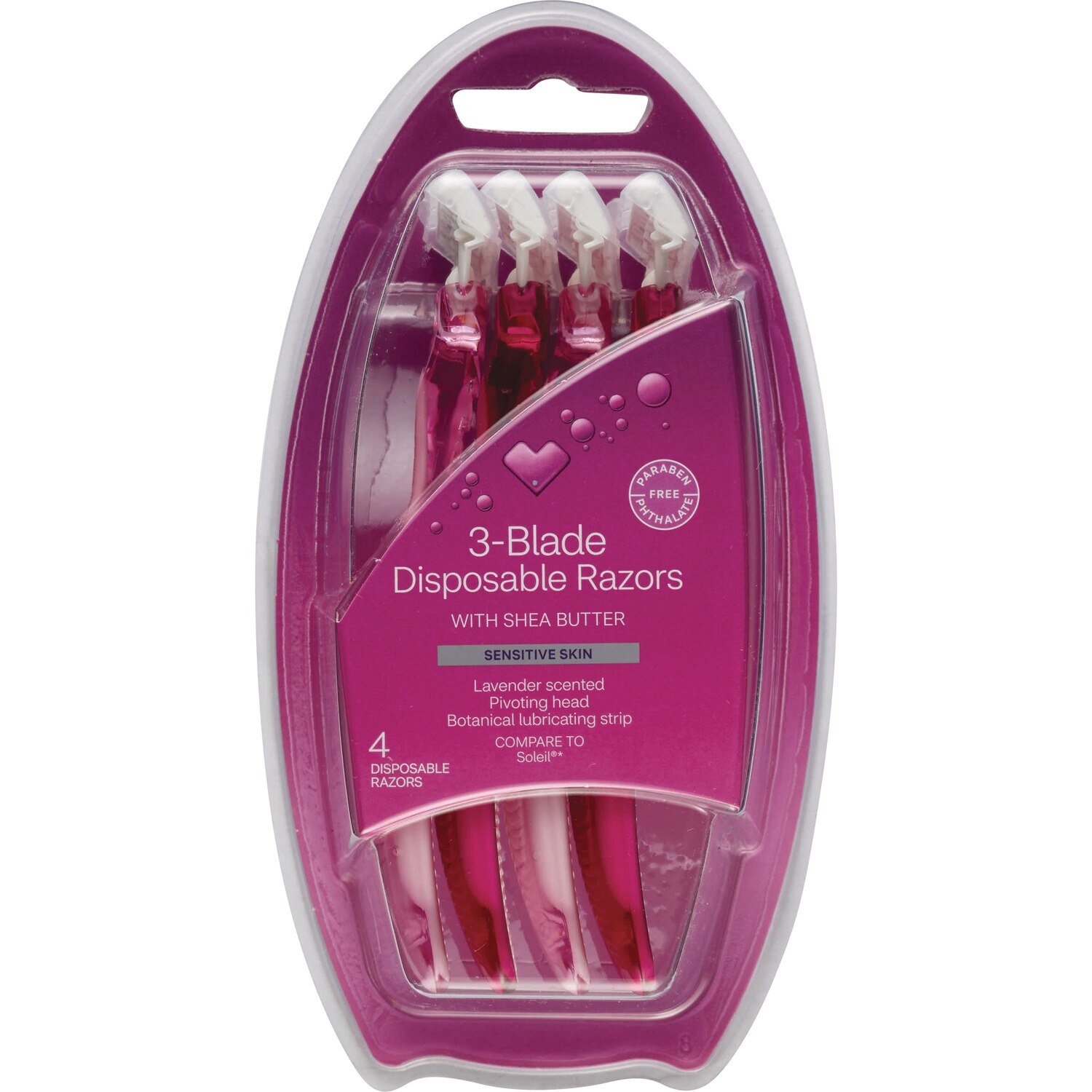 CVS Beauty 3-Blade Lavender Disposable Razors, 4 CT