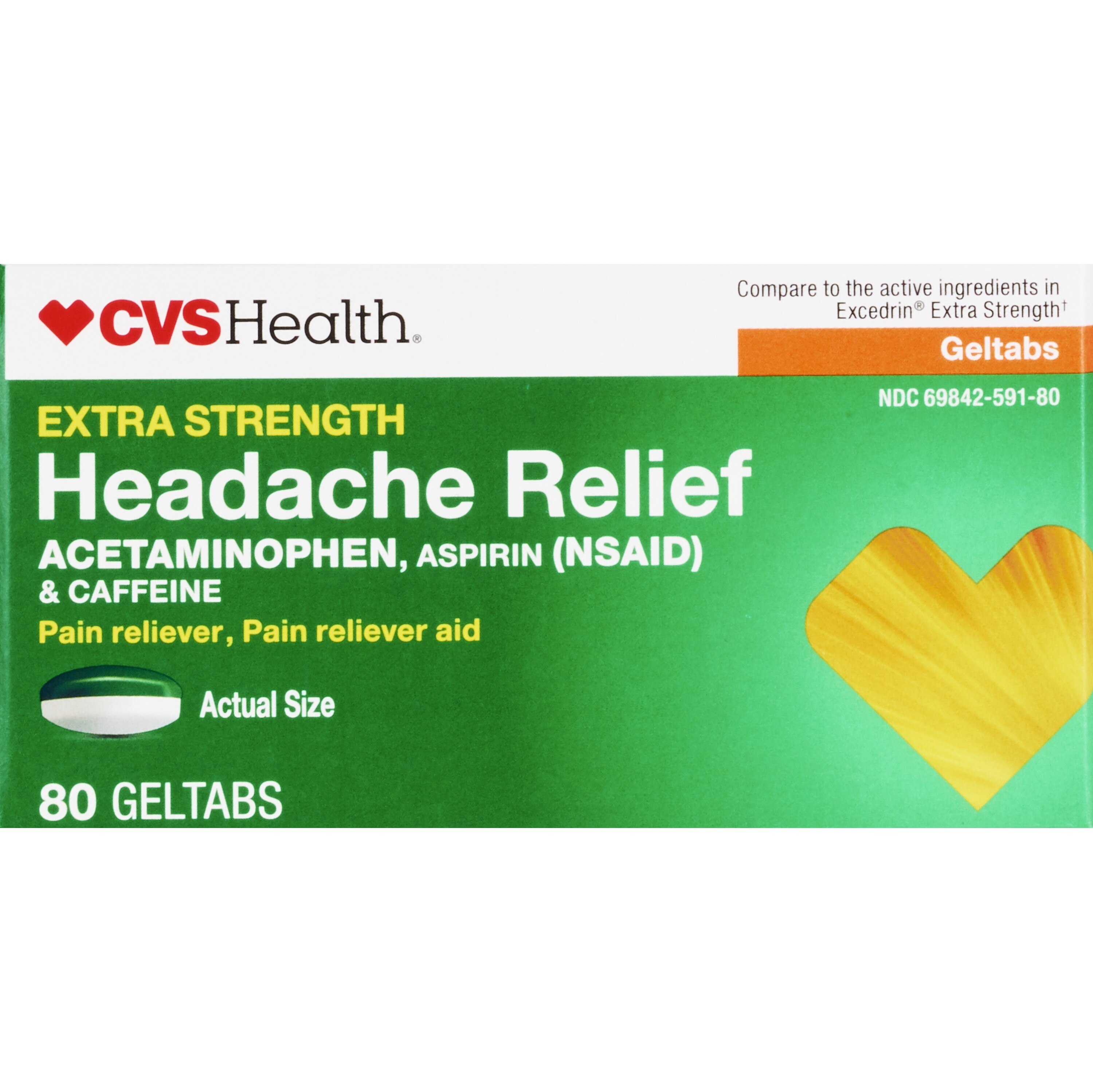 CVS Health Extra Strength Headache Relief Acetaminophen, Aspirin (NSAID) & Caffeine Geltcaps