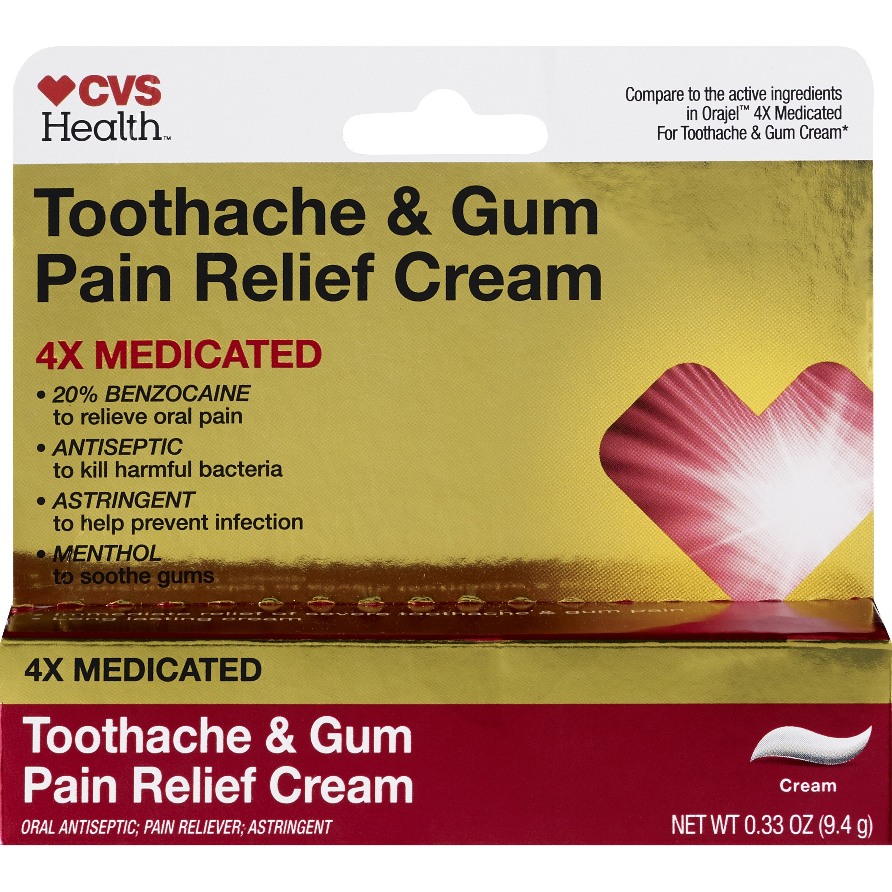 CVS Health Toothache and Gum Pain Relief Cream, 0.33 OZ