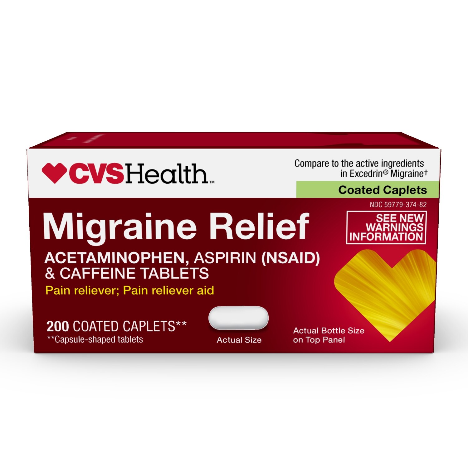 CVS Health Migraine Relief Acetaminophen Aspirin (NSAID) & Caffeine Tablets